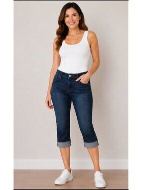 Low Rise Slim Crop Dark Wash Jeans